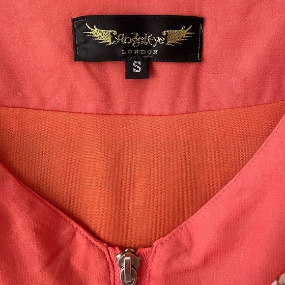 Angel Eye Los Angeles - Sleeveless Dress - Zip Front - Orange Floral - Knee - Picture 3 of 6